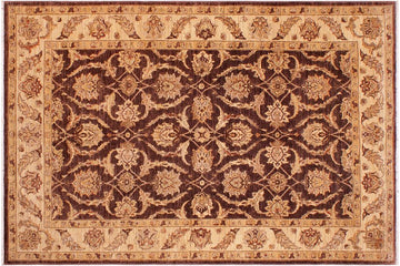 handmade Traditional Kafkaz Chobi Ziegler Brown Tan Hand Knotted RECTANGLE 100% WOOL area rug 6 x 9